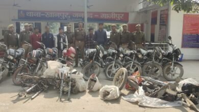 चोरी की नौ मोटरसाईकिल व दो मोटरसाईकिल के पूर्जों संग पांच अभियुक्तों गिरफ्तार