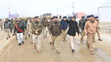 संगम घाट, पांटून पुलों और चौराहों पर संदिग्ध व्यक्तियों के खिलाफ सघन चेकिंग अभियान