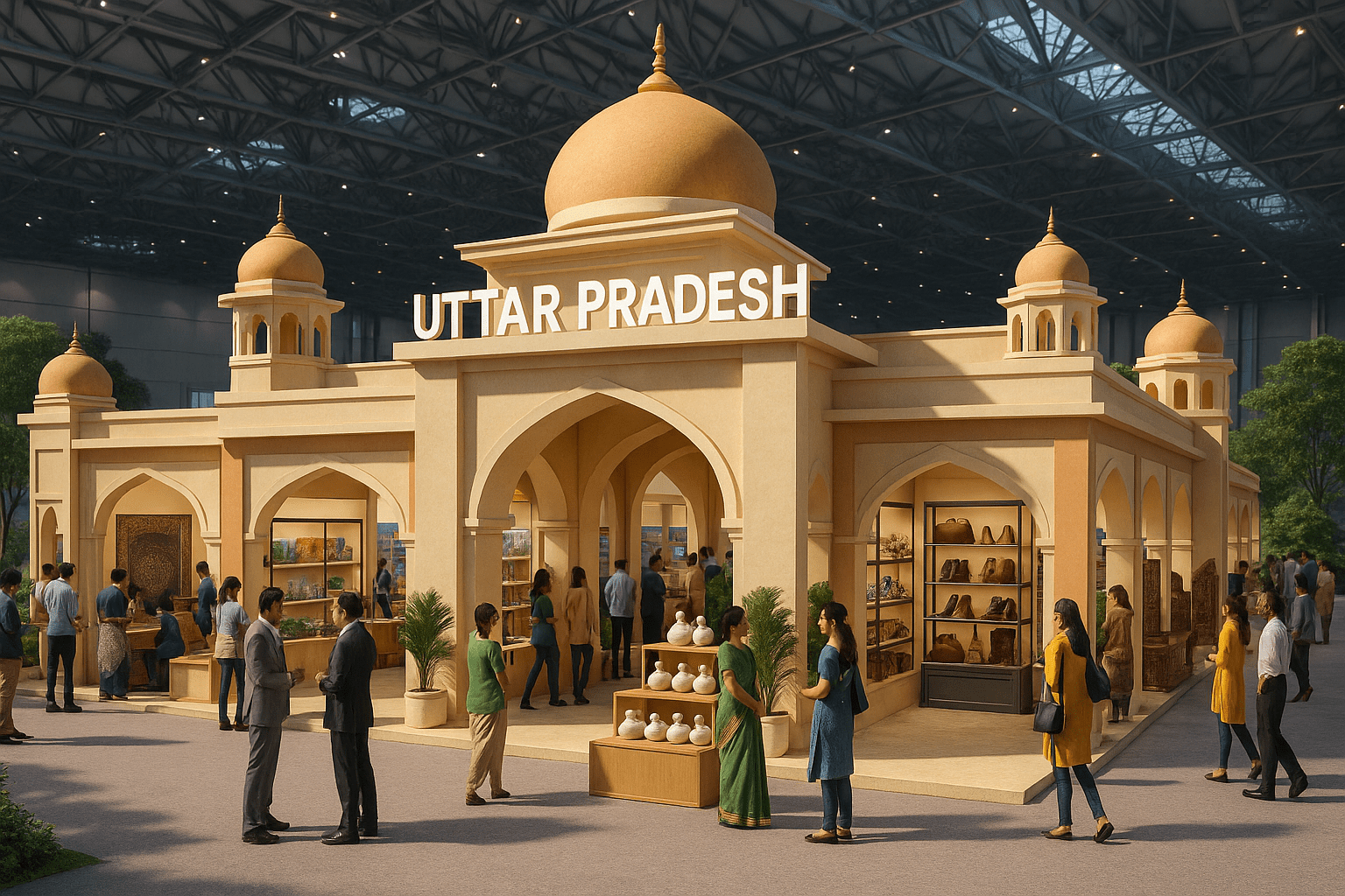 भारत मंडपम, नई दिल्ली में आयोजित 44वें अंतर्राष्ट्रीय व्यापार मेला 2025 में उत्तर प्रदेश “साझेदार राज्य” के रूप में अपनी आर्थिक शक्ति का प्रदर्शन कर रहा है। मुख्यमंत्री योगी आदित्यनाथ की “लोकल टू ग्लोबल” रणनीति के तहत राज्य के 2,750 से अधिक प्रदर्शक और 343 ओडीओपी स्टॉल भाग ले रहे हैं। आगरा का पेठा, बनारसी शिल्प, भदोही की कार्पेट से लेकर मेरठ के खेल सामान तक यूपी उत्पाद ग्लोबल खरीदारों के सामने होंगे। महिला उद्यमियों और 150 से अधिक स्टार्टअप्स की भागीदारी राज्य के आर्थिक-सामाजिक परिवर्तन को प्रदर्शित करेगी। बी2बी मीटिंग्स, डिजिटल शोरूम और ग्लोबल मार्केट एक्सेस सेमिनार निर्यात को नई उड़ान देंगे।