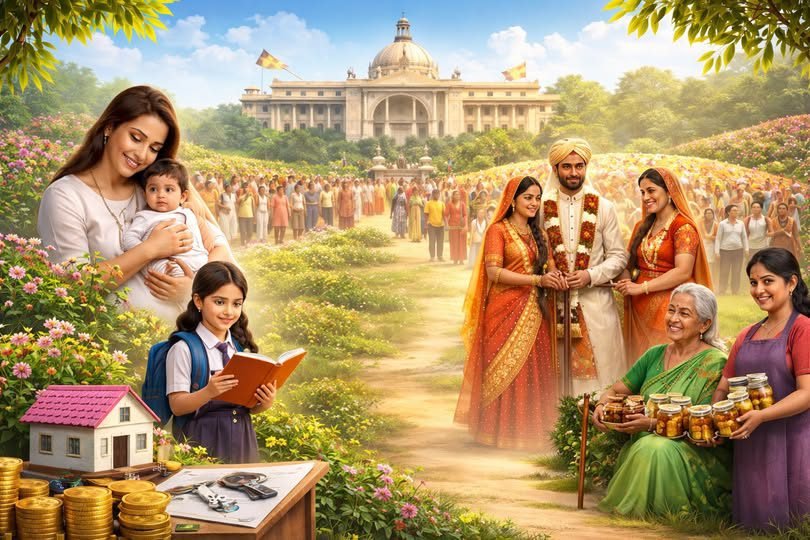 मुख्यमंत्री योगी आदित्यनाथ के नेतृत्व में उत्तर प्रदेश सरकार ने महिलाओं के लिए जन्म से वृद्धावस्था तक सुरक्षा और सशक्तिकरण का समग्र मॉडल लागू किया है। कन्या सुमंगला, विवाह सहायता, संपत्ति में स्टांप ड्यूटी छूट और पेंशन योजनाओं से महिलाओं को आर्थिक, सामाजिक और कानूनी मजबूती मिल रही है।