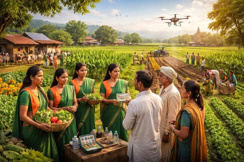 उत्तर प्रदेश में खेती की तस्वीर तेजी से बदल रही है। 75 जिलों के 826 विकास खंडों में तैनात 26373 कृषि आजीविका सखियां किसानों को वैज्ञानिक, टिकाऊ और प्राकृतिक खेती से जोड़ रही हैं। मिट्टी जांच, जैविक खाद, उन्नत बीज और वैकल्पिक आजीविका के जरिए किसानों की आय बढ़ रही है। योगी आदित्यनाथ के नेतृत्व में महिला शक्ति अब ग्रामीण विकास की धुरी बन रही है।