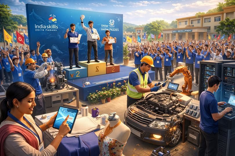 मुख्यमंत्री योगी आदित्यनाथ के नेतृत्व में उत्तर प्रदेश युवाओं को कौशल से रोजगार और पहचान दिलाने की दिशा में तेज़ी से आगे बढ़ रहा है। इंडिया स्किल्स प्रतियोगिता 2025 के तहत 12 से 23 जनवरी तक लखनऊ में राज्य स्तरीय स्किल्स कम्पटीशन आयोजित होगा, जिसमें 1.09 लाख से अधिक युवाओं ने पंजीकरण कराया है। 24 जनवरी को पुरस्कार वितरण समारोह होगा।