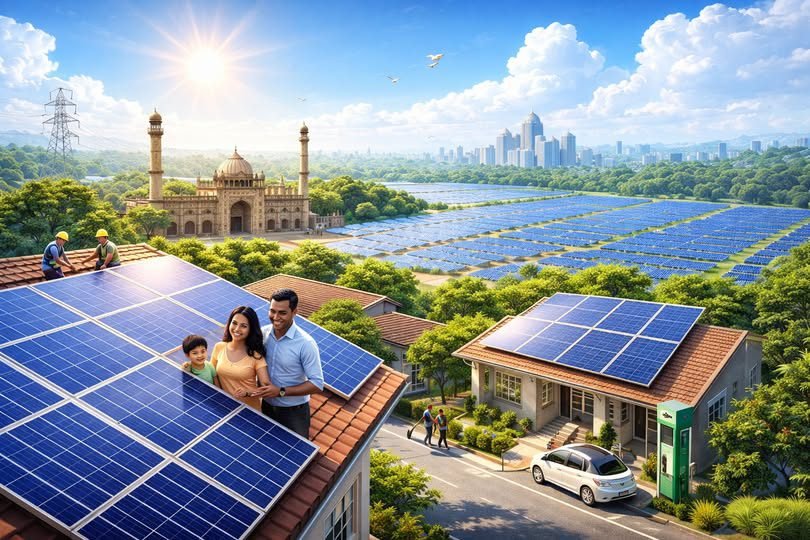 मुख्यमंत्री योगी आदित्यनाथ के नेतृत्व में उत्तर प्रदेश ने पीएम सूर्य घर मुफ्त बिजली योजना के तहत बड़ी उपलब्धि हासिल की है। प्रदेश में 10.94 लाख से अधिक आवेदन प्राप्त हुए हैं और 3.57 लाख रूफटॉप सोलर सिस्टम स्थापित किए जा चुके हैं। इससे 1,227 मेगावाट सौर क्षमता विकसित हुई है। योजना से उपभोक्ताओं को 60-90 प्रतिशत तक बिजली बिल में राहत मिली है और हरित ऊर्जा उत्पादन से पर्यावरण संरक्षण को मजबूती मिली है।