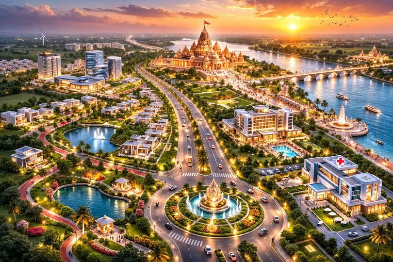 अयोध्या में 1407 एकड़ में ग्रीनफील्ड टाउनशिप तेजी से विकसित हो रही है। राम मंदिर से 4.5 किमी दूर इस परियोजना में आधुनिक आवास, होटल, वेलनेस हब, मेडिकल सेंटर और हाईटेक सुविधाएं विकसित होंगी। अब तक 300 आवासीय प्लॉट आवंटित किए जा चुके हैं। सोलर ऊर्जा, ग्रीन कॉरिडोर और स्मार्ट इंफ्रास्ट्रक्चर से यह टाउनशिप अयोध्या को निवेश, पर्यटन और आधुनिक जीवन का नया केंद्र बनाएगी। इससे रोजगार, रियल एस्टेट और स्थानीय अर्थव्यवस्था को बड़ा बढ़ावा मिलेगा।