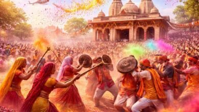 मथुरा के बरसाना में विश्व प्रसिद्ध लठामार होली भक्ति, प्रेम और परंपरा के भव्य संगम के साथ मनाई गई। नंदगांव के हुरियारों का दामाद की तरह स्वागत हुआ और रंगीली गली में हुरियारिनों ने प्रेमपूर्वक लाठियां बरसाईं। हेलीकॉप्टर से पुष्प वर्षा और सांस्कृतिक कार्यक्रम आकर्षण का केंद्र रहे। लाखों श्रद्धालुओं की मौजूदगी में कड़ी सुरक्षा व्यवस्था के बीच आयोजन शांतिपूर्ण संपन्न हुआ। यह अनूठी परंपरा राधा-कृष्ण की दिव्य प्रेम लीला का जीवंत प्रतीक है।