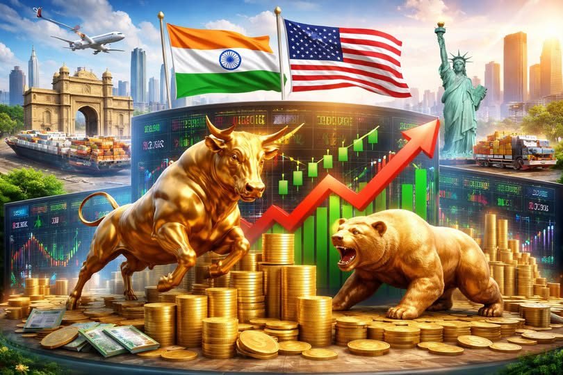 अमेरिका और भारत के बीच हुए अंतरिम व्यापार समझौते का असर आने वाले सप्ताह घरेलू शेयर बाजारों पर दिख सकता है। बीते सप्ताह सेंसेक्स और निफ्टी में मजबूत तेजी रही, जबकि आईटी शेयर दबाव में रहे। निवेशकों की नजर खुदरा महंगाई और वाहन बिक्री आंकड़ों पर रहेगी। जिंस बाजार में चावल, दाल और चीनी महंगे हुए, वहीं गेहूं नरम और खाद्य तेलों में उतार-चढ़ाव देखा गया।