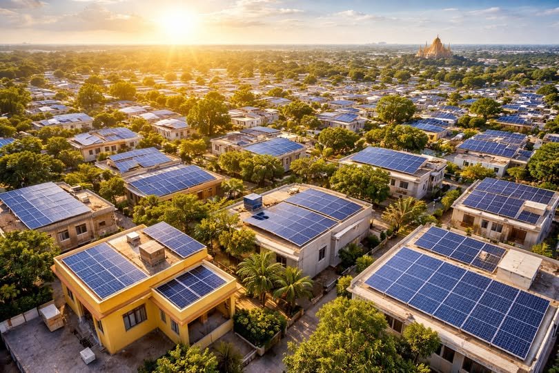 योगी आदित्यनाथ के नेतृत्व में प्रधानमंत्री सूर्य घर मुफ्त बिजली योजना ने उत्तर प्रदेश में सौर ऊर्जा की नई क्रांति ला दी है। 3.93 लाख से अधिक रूफटॉप सोलर इंस्टॉलेशन पूर्ण हुए हैं और 1,343.5 मेगावाट क्षमता स्थापित हुई है। ₹3,500 करोड़ से अधिक सब्सिडी DBT के माध्यम से सीधे लाभार्थियों को हस्तांतरित की गई है।