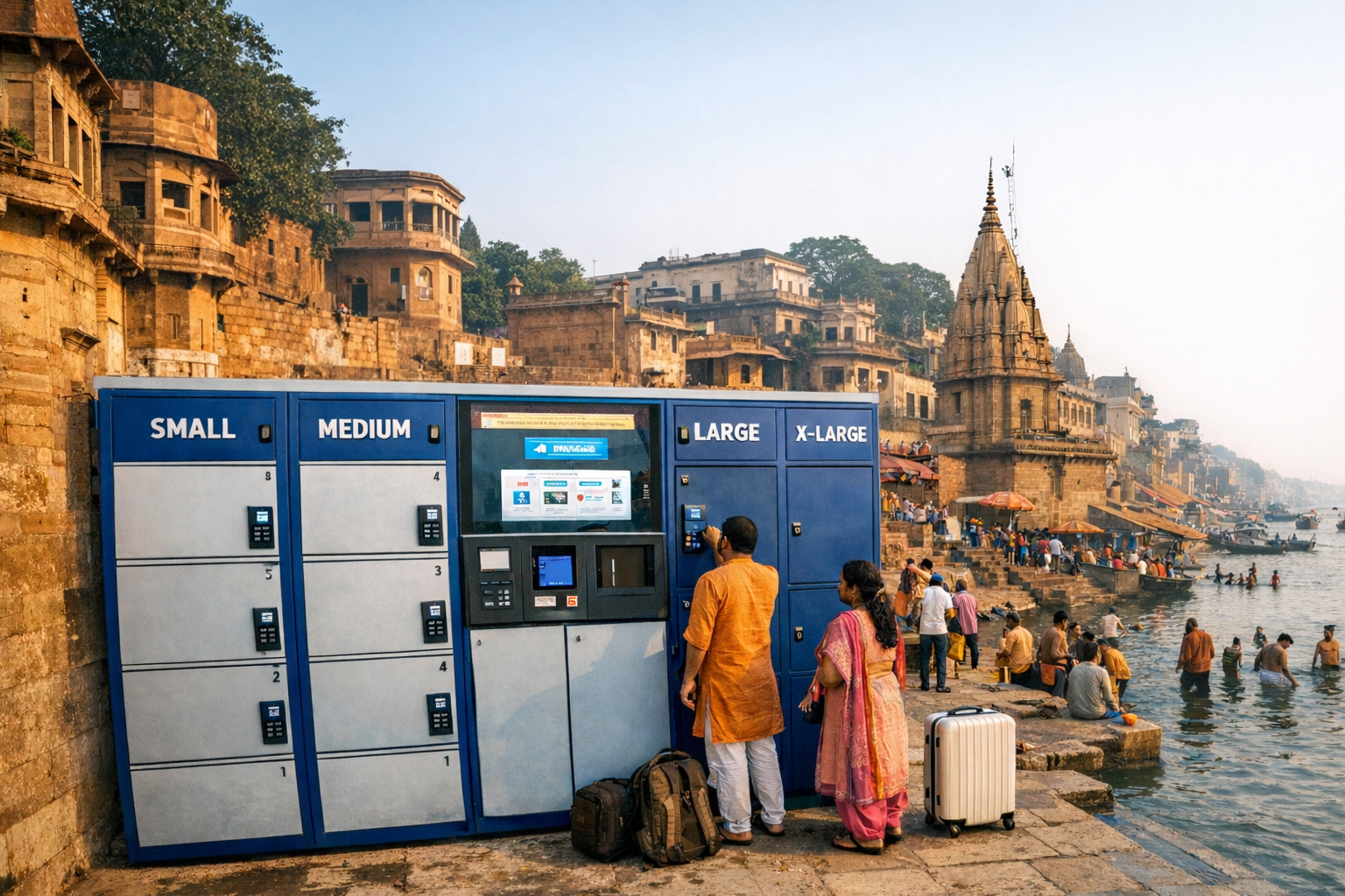 वाराणसी में श्रद्धालुओं की सुविधा के लिए डिजिटल लगेज लॉकर की शुरुआत होने जा रही है। विश्वनाथ मंदिर और दशाश्वमेध घाट के पास 225 लॉकर लगाए जाएंगे, जिनमें छोटे से बड़े सामान सुरक्षित रखे जा सकेंगे। डिजिटल पेमेंट से संचालित ये सुविधा यात्रियों को बेफिक्र होकर गंगा स्नान और दर्शन करने में मदद करेगी।
