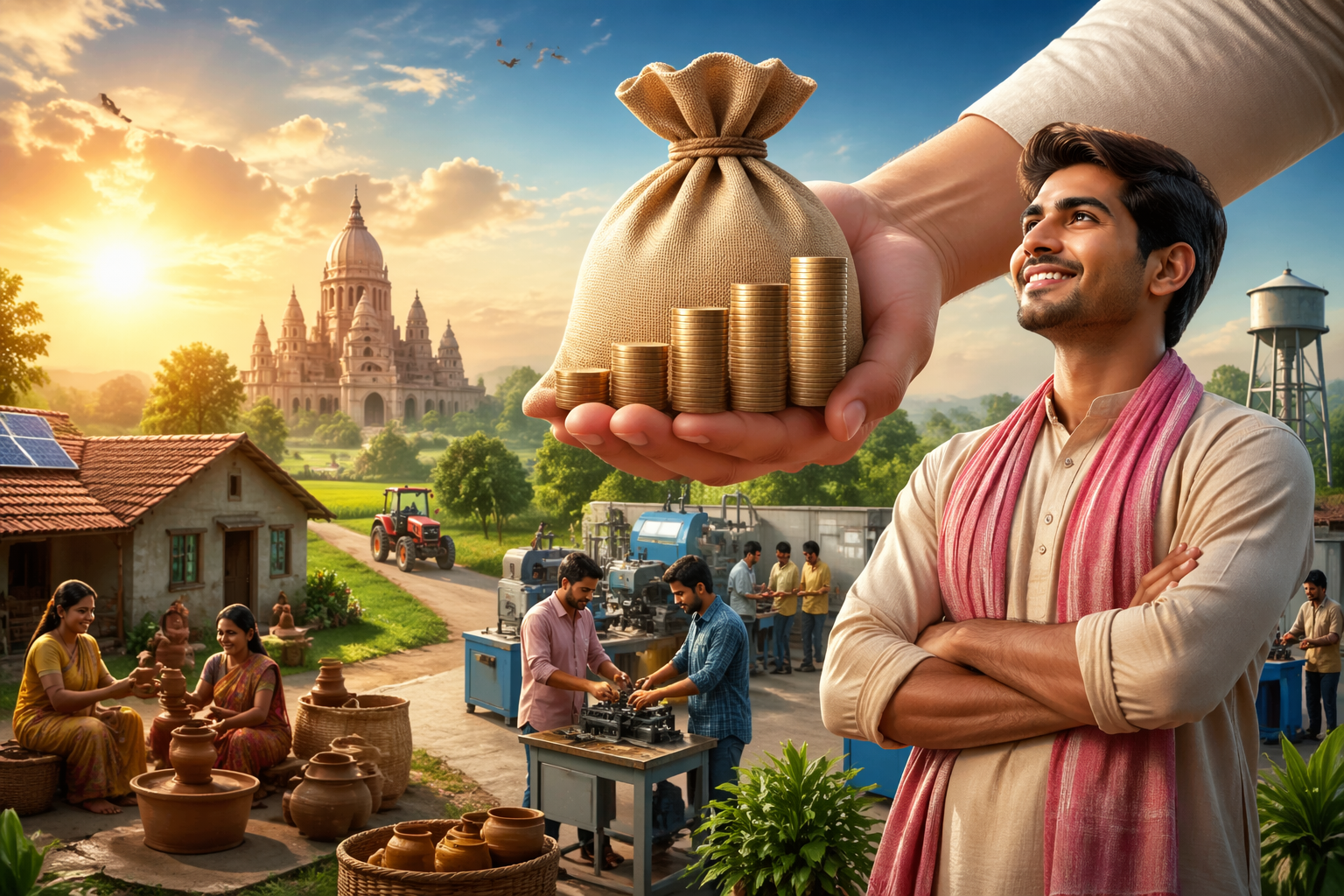 मुख्यमंत्री योगी आदित्यनाथ के नेतृत्व में उत्तर प्रदेश सरकार ने ग्रामीण युवाओं को स्वरोजगार से जोड़ने के लिए ग्रामोद्योग रोजगार योजना 2026-27 की शुरुआत की है। लखनऊ में 12 इकाइयों का लक्ष्य निर्धारित किया गया है, जिसमें युवाओं को 10 लाख रुपये तक का ब्याज अनुदान युक्त ऋण उपलब्ध कराया जाएगा। सामान्य वर्ग को 4% ब्याज देना होगा, जबकि आरक्षित वर्ग को पूर्ण ब्याज छूट मिलेगी। ऑनलाइन आवेदन प्रक्रिया पारदर्शी है, जिससे गांवों में उद्योग स्थापित कर रोजगार के नए अवसर सृजित होंगे।