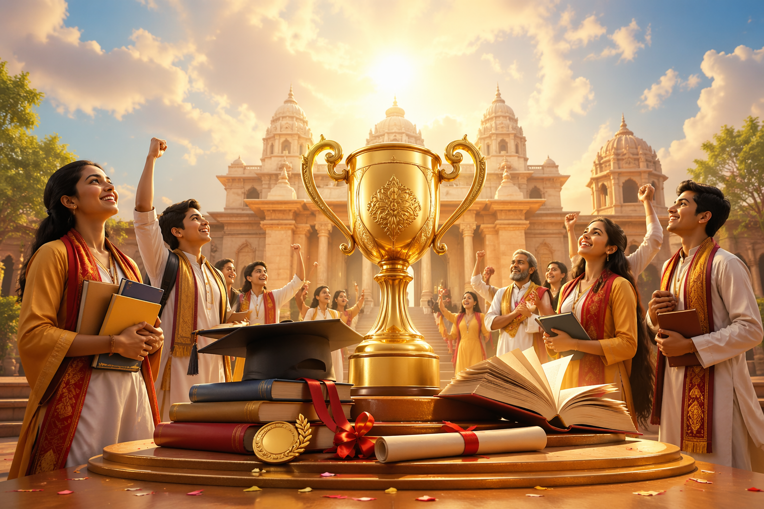 उत्तर प्रदेश में संस्कृत शिक्षा को नई दिशा देते हुए वर्ष 2026 के संस्कृत बोर्ड परीक्षाफल में शानदार सफलता दर्ज की गई। पूर्व मध्यमा, उत्तर मध्यमा प्रथम एवं द्वितीय में 94 से 96 प्रतिशत तक परिणाम रहे। कन्नौज के सुजीत कुमार और प्रतापगढ़ के रजनीश यादव ने शीर्ष स्थान हासिल किया। पारदर्शी परीक्षा प्रणाली, सीसीटीवी निगरानी और डिजिटल ट्रैकिंग के चलते परीक्षा की विश्वसनीयता बढ़ी है। बालिकाओं ने सभी वर्गों में बेहतर प्रदर्शन कर अपनी प्रतिभा का उत्कृष्ट परिचय दिया।