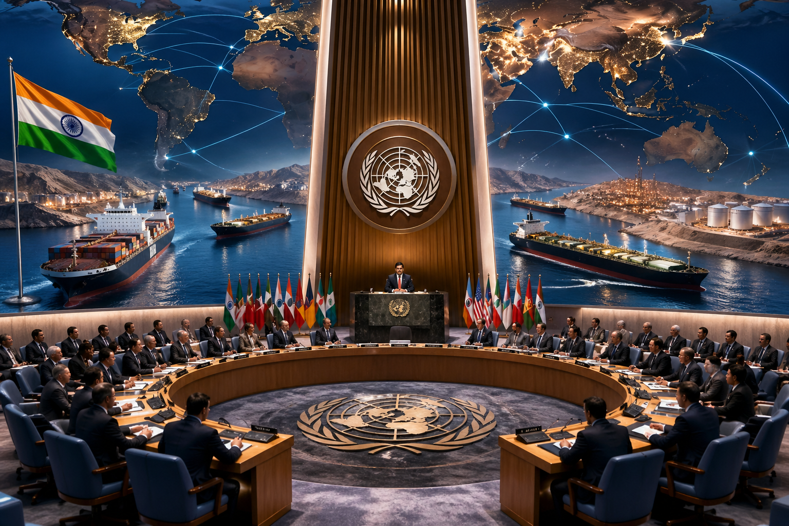 न्यूयॉर्क में संयुक्त राष्ट्र सुरक्षा परिषद की खुली बहस में भारत ने होर्मुज जलडमरूमध्य में सुरक्षित और निर्बाध समुद्री आवागमन बहाल करने की मांग की। भारतीय प्रतिनिधि योजना पटेल ने हालिया हमलों को वैश्विक शांति, ऊर्जा आपूर्ति और आर्थिक स्थिरता के लिए खतरा बताया। भारत ने अंतरराष्ट्रीय कानून के पालन, समुद्री सुरक्षा मजबूत करने, आपूर्ति श्रृंखलाओं की रक्षा और नाविकों की सुरक्षा सुनिश्चित करने पर जोर दिया। साथ ही वैश्विक सहयोग बढ़ाने और समुद्री निगरानी तंत्र को सशक्त बनाने का आह्वान किया।