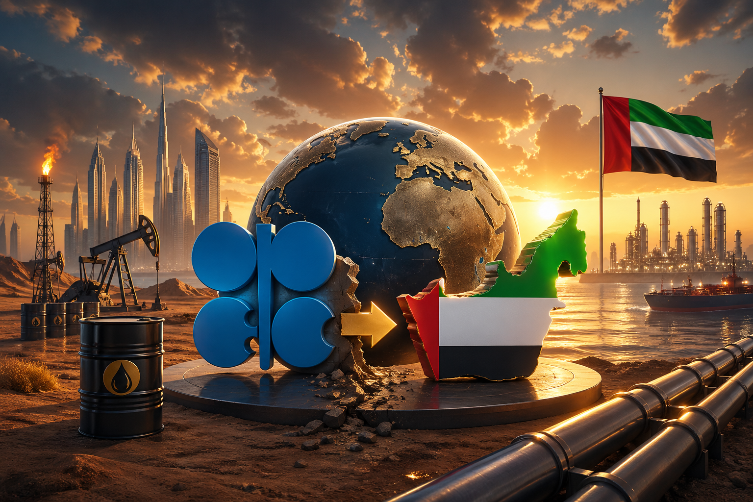 OPEC से लगभग 60 वर्षों बाद United Arab Emirates के अलग होने के फैसले ने वैश्विक ऊर्जा बाजार में नई हलचल पैदा कर दी है। पश्चिम एशिया संकट के बीच लिया गया यह निर्णय तेल उत्पादन और व्यापार नीति में बड़े बदलाव का संकेत है। इससे ओपेक की आपूर्ति नियंत्रण क्षमता कमजोर हो सकती है और कीमतों में उतार-चढ़ाव बढ़ने की आशंका है। यूएई अब उत्पादन बढ़ाने और वैकल्पिक मुद्रा में व्यापार करने की दिशा में आगे बढ़ेगा।