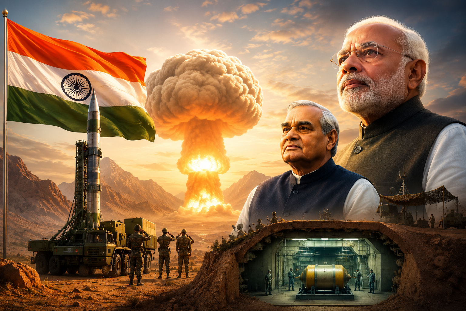 प्रधानमंत्री नरेन्द्र मोदी ने 1998 के पोखरण परमाणु परीक्षणों को भारत के अटल संकल्प और रणनीतिक शक्ति का प्रतीक बताया। उन्होंने कहा कि वैश्विक दबाव के बावजूद भारत ने दुनिया को दिखा दिया कि कोई भी ताकत देश को झुका नहीं सकती। ऑपरेशन शक्ति के तहत 11 और 13 मई 1998 को राजस्थान के पोखरण में पांच भूमिगत परमाणु परीक्षण किए गए थे। यह ऐतिहासिक कदम पूर्व प्रधानमंत्री अटल बिहारी वाजपेयी के नेतृत्व में उठाया गया था, जिसने भारत को परमाणु शक्ति संपन्न राष्ट्र के रूप में स्थापित किया।