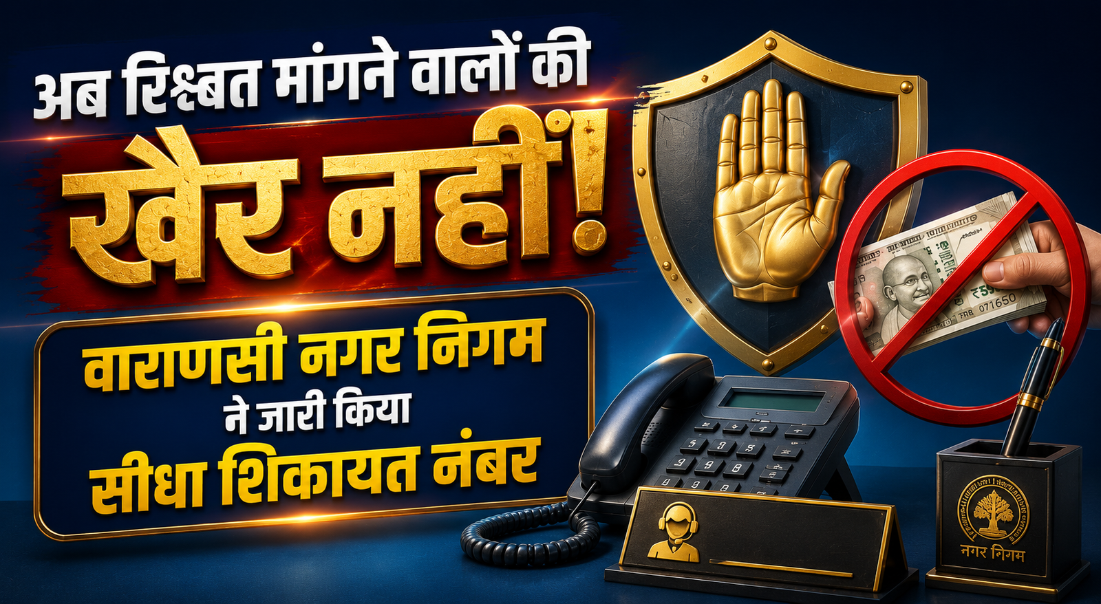 वाराणसी नगर निगम ने भ्रष्टाचार और अवैध वसूली पर रोक लगाने के लिए हेल्पलाइन नंबर 0542-2282834 जारी किया है। नगर आयुक्त हिमांशु नागपाल ने कहा कि निगम से जुड़े किसी भी कार्य में रिश्वत या अवैध धन मांगने पर नागरिक सीधे शिकायत दर्ज करा सकते हैं। शिकायतकर्ता की पहचान पूरी तरह गोपनीय रखी जाएगी और दोषियों पर कड़ी कार्रवाई होगी।