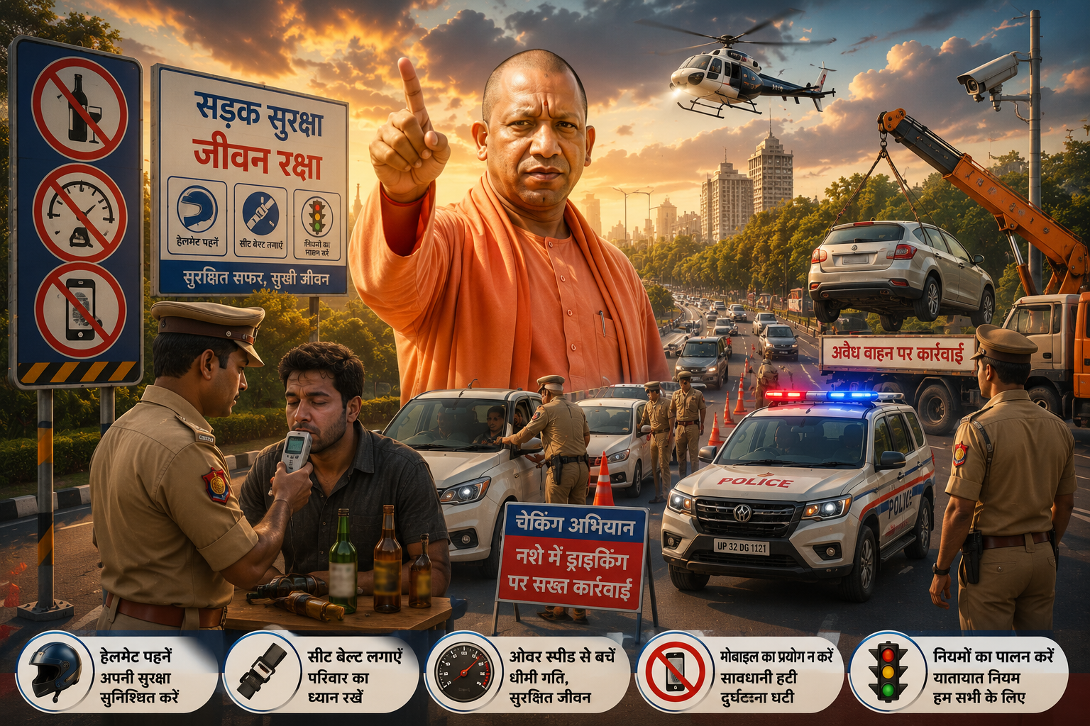 मुख्यमंत्री योगी आदित्यनाथ ने सड़क सुरक्षा समीक्षा बैठक में कहा कि जिन वाहनों का बार-बार चालान हो रहा है, उनके खिलाफ कठोर कार्रवाई की जाए। उन्होंने लाइसेंस और परमिट निरस्तीकरण तक की कार्रवाई पर जोर दिया। सीएम ने ओवरस्पीड, नशे में ड्राइविंग, अवैध वाहनों और ट्रैफिक नियमों की अनदेखी पर सख्ती बरतने के निर्देश दिए। साथ ही सड़क सुरक्षा जागरूकता अभियान, हाईवे पेट्रोलिंग और स्कूल वाहनों की फिटनेस जांच को भी अनिवार्य बताया।
