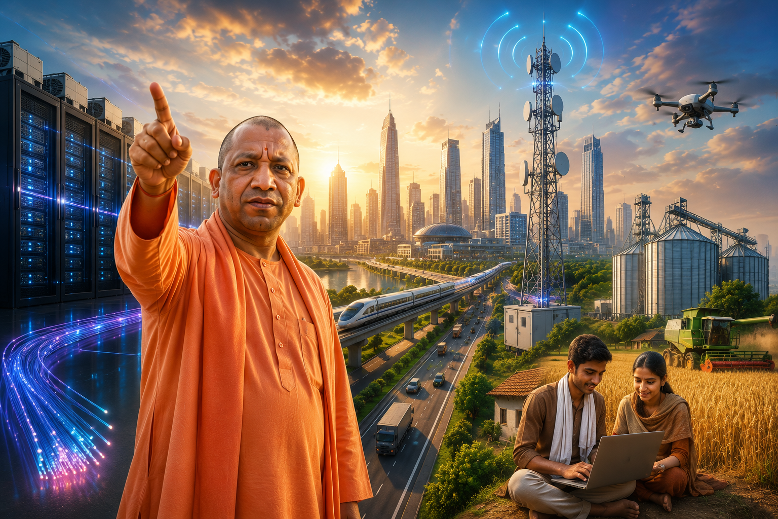 मुख्यमंत्री योगी आदित्यनाथ ने यूपी डाटा सेंटर क्लस्टर, प्रोजेक्ट गंगा और गेहूं प्रसंस्करण योजनाओं की समीक्षा करते हुए उत्तर प्रदेश को भविष्य की डिजिटल और एआई अर्थव्यवस्था का सबसे बड़ा केंद्र बनाने का रोडमैप पेश किया। सरकार लखनऊ को “AI सिटी” के रूप में विकसित करेगी, जबकि गांवों तक हाई-स्पीड इंटरनेट पहुंचाकर डिजिटल रोजगार और उद्यमिता को बढ़ावा दिया जाएगा। इस योजना से लाखों युवाओं के लिए रोजगार और नए अवसर पैदा होने की उम्मीद है।