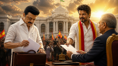 तमिलनाडु की राजनीति में बड़ा उलटफेर देखने को मिला है। M. K. Stalin ने चुनाव हारने के बाद मुख्यमंत्री पद से इस्तीफा दे दिया है। वहीं Vijay की पार्टी Tamilaga Vettri Kazhagam ने 108 सीटें जीतकर सरकार बनाने का दावा पेश किया है। विजय ने R. N. Ravi से मिलने का समय मांगा है और 15 दिन में बहुमत साबित करने की बात कही है।
