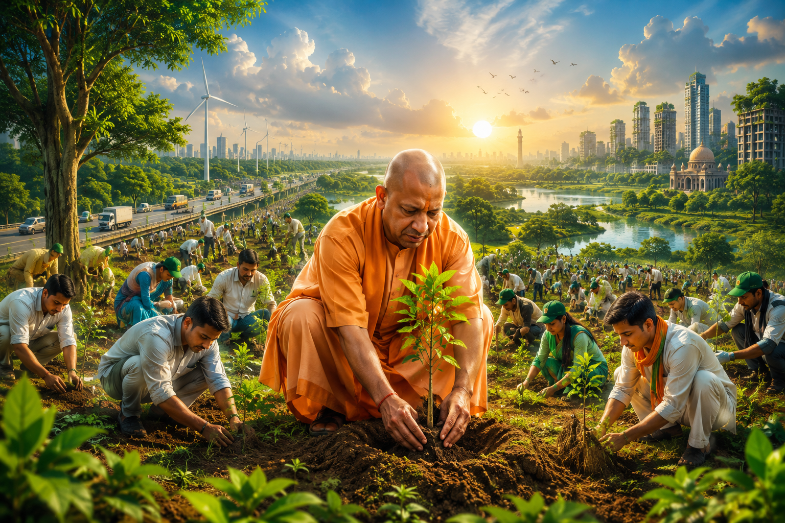 विश्व पर्यावरण दिवस 2026 पर उत्तर प्रदेश में ‘एक पेड़ मां के नाम’ अभियान के तहत 5 करोड़ पौधे लगाए जाएंगे। मुख्यमंत्री योगी आदित्यनाथ लखनऊ के कुकरैल वन क्षेत्र से अभियान का शुभारंभ करेंगे। प्रदेश के सभी 18 मंडलों, नगर निकायों और ग्राम पंचायतों में व्यापक पौधरोपण कार्यक्रम आयोजित होंगे। ग्राम्य विकास, कृषि, वन और अन्य विभागों को लक्ष्य निर्धारित किए गए हैं। अभियान का उद्देश्य पर्यावरण संरक्षण के साथ जनभागीदारी को बढ़ावा देना है।