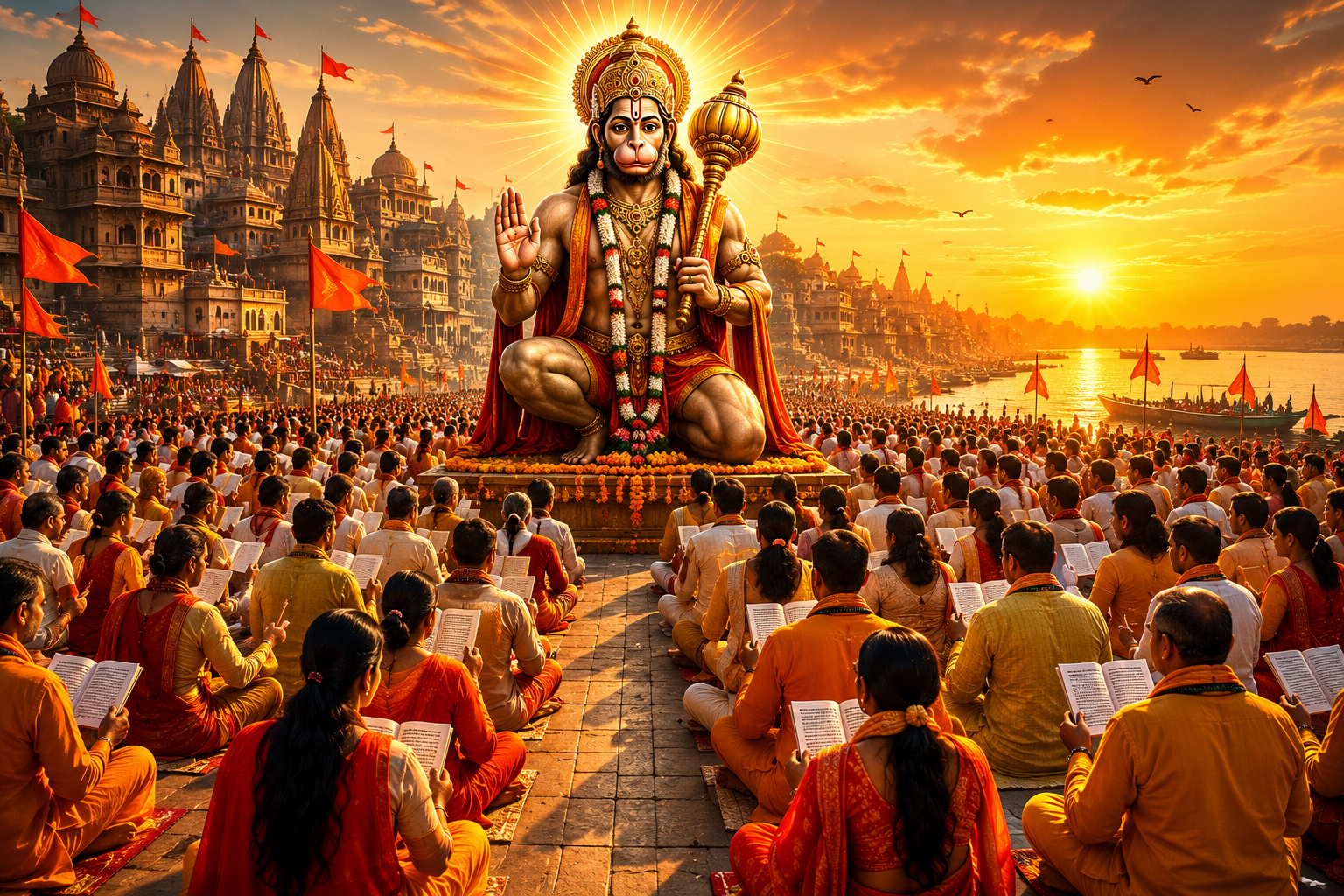 वाराणसी में ज्येष्ठ मास के अंतिम बड़े मंगल (23 जून) को सुबह 7:30 बजे सामूहिक हनुमान चालीसा पाठ का भव्य आयोजन किया जाएगा। हनुमान सेना और बाबा गणिनाथ भक्त मण्डल के आह्वान पर काशी के मंदिरों, मठों, व्यापारिक प्रतिष्ठानों, मॉर्निंग वॉकर्स समूहों और सामाजिक संगठनों से जुड़कर श्रद्धालु एक साथ हनुमान चालीसा का पाठ करेंगे। आयोजकों का लक्ष्य एक लाख से अधिक पाठ कर काशी को भक्ति, सेवा, एकता और सनातन संस्कृति के अद्भुत उत्सव का केंद्र बनाना है।