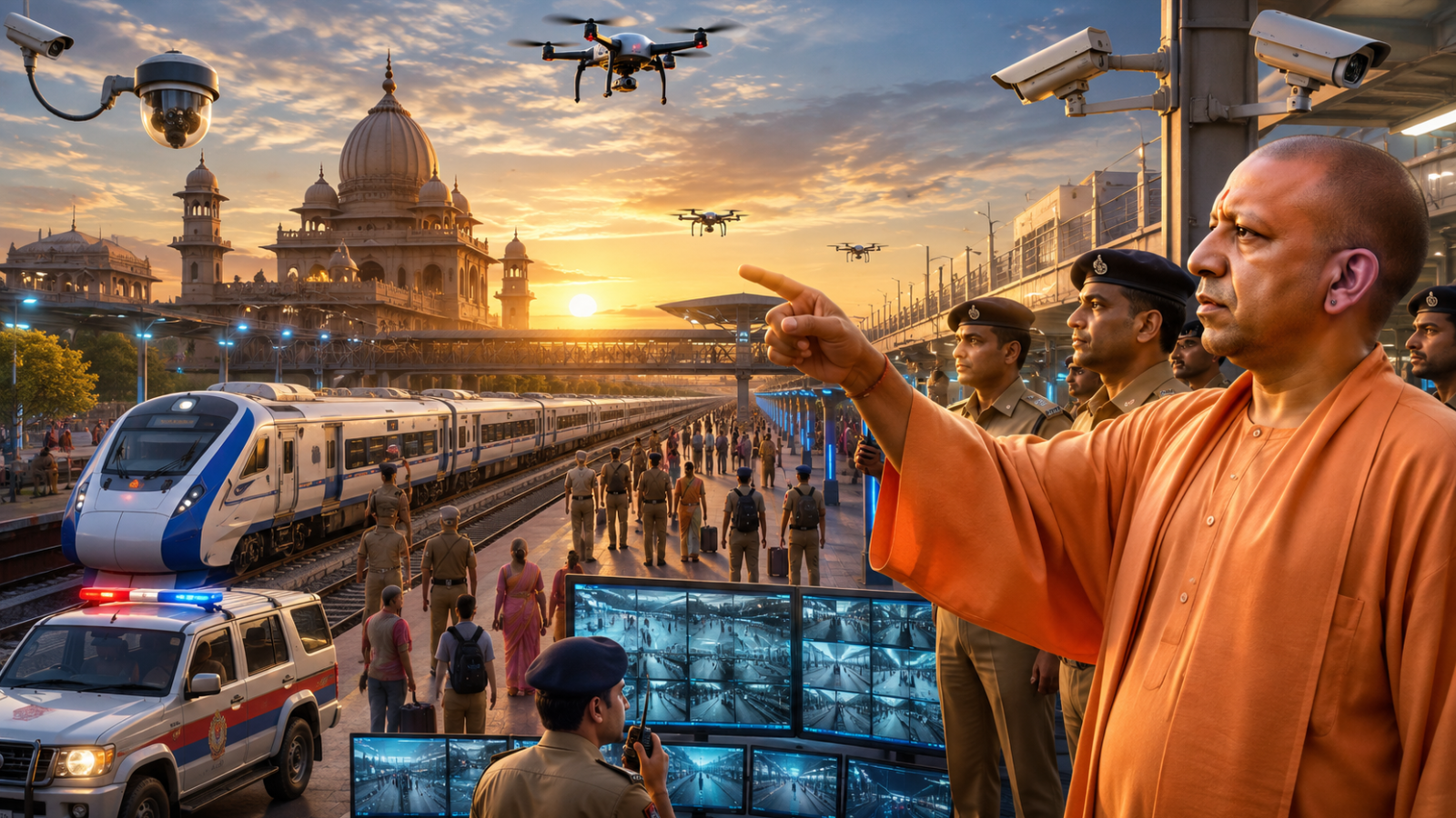 लखनऊ में जीआरपी की समीक्षा बैठक में मुख्यमंत्री योगी आदित्यनाथ ने रेलवे सुरक्षा व्यवस्था को आधुनिक और तकनीक-सक्षम बनाने के निर्देश दिए। उन्होंने यात्रियों की सुरक्षा, महिला सम्मान, अपराध नियंत्रण और त्वरित पुलिस सहायता को सर्वोच्च प्राथमिकता बताते हुए जीरो टॉलरेंस नीति पर बल दिया। रेलवे परिसरों में सीसीटीवी, ड्रोन निगरानी और डिजिटल सत्यापन को बढ़ावा देने के निर्देश दिए गए। ऑपरेशन मुस्कान के तहत 860 बच्चों की बरामदगी तथा हरिद्वार अर्धकुंभ 2027 की तैयारियों की भी समीक्षा की गई।