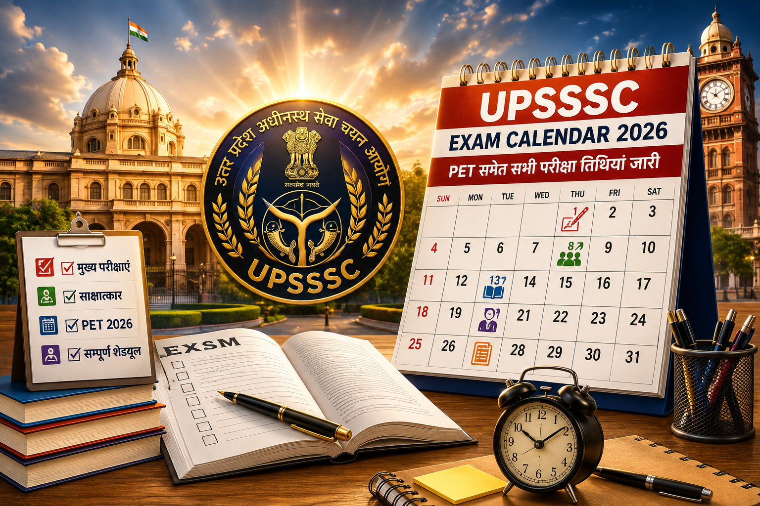उत्तर प्रदेश अधीनस्थ सेवा चयन आयोग (UPSSSC) ने दिसंबर 2026 तक आयोजित होने वाली विभिन्न भर्ती परीक्षाओं और साक्षात्कारों का विस्तृत कैलेंडर जारी कर दिया है। आयोग के अनुसार प्राविधिक सहायक, स्नातक स्तरीय, आबकारी सिपाही, वन रक्षक, गन्ना पर्यवेक्षक, लेखा परीक्षक सहित कई पदों की मुख्य परीक्षाएं अगस्त से दिसंबर तक आयोजित होंगी। प्रारम्भिक अर्हता परीक्षा (PET-2026) अक्टूबर में प्रस्तावित है। आयोग ने स्पष्ट किया है कि विशेष परिस्थितियों में परीक्षा तिथियों में परिवर्तन किया जा सकता है।