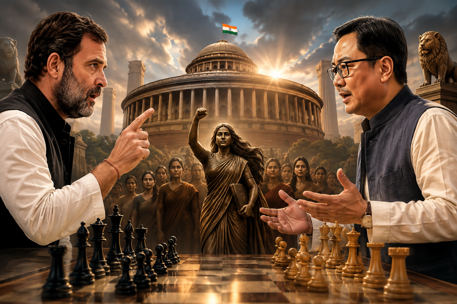 महिला आरक्षण कानून को लागू करने को लेकर केंद्र सरकार और कांग्रेस के बीच राजनीतिक बहस तेज हो गई है। संसदीय कार्य मंत्री किरेन रिजिजू ने कहा कि 2023 के नारी शक्ति वंदन अधिनियम के तहत आरक्षण लागू करने से पहले जनगणना के बाद परिसीमन जरूरी है। राहुल गांधी ने पलटवार करते हुए कहा कि महिला आरक्षण विधेयक सर्वसम्मति से पारित हो चुका है और सरकार इसे बिना किसी शर्त के लागू करे। संसद में परिसीमन, सीट बढ़ाने और विदेशी चंदे से जुड़े विधेयकों पर भी चर्चा संभव है।