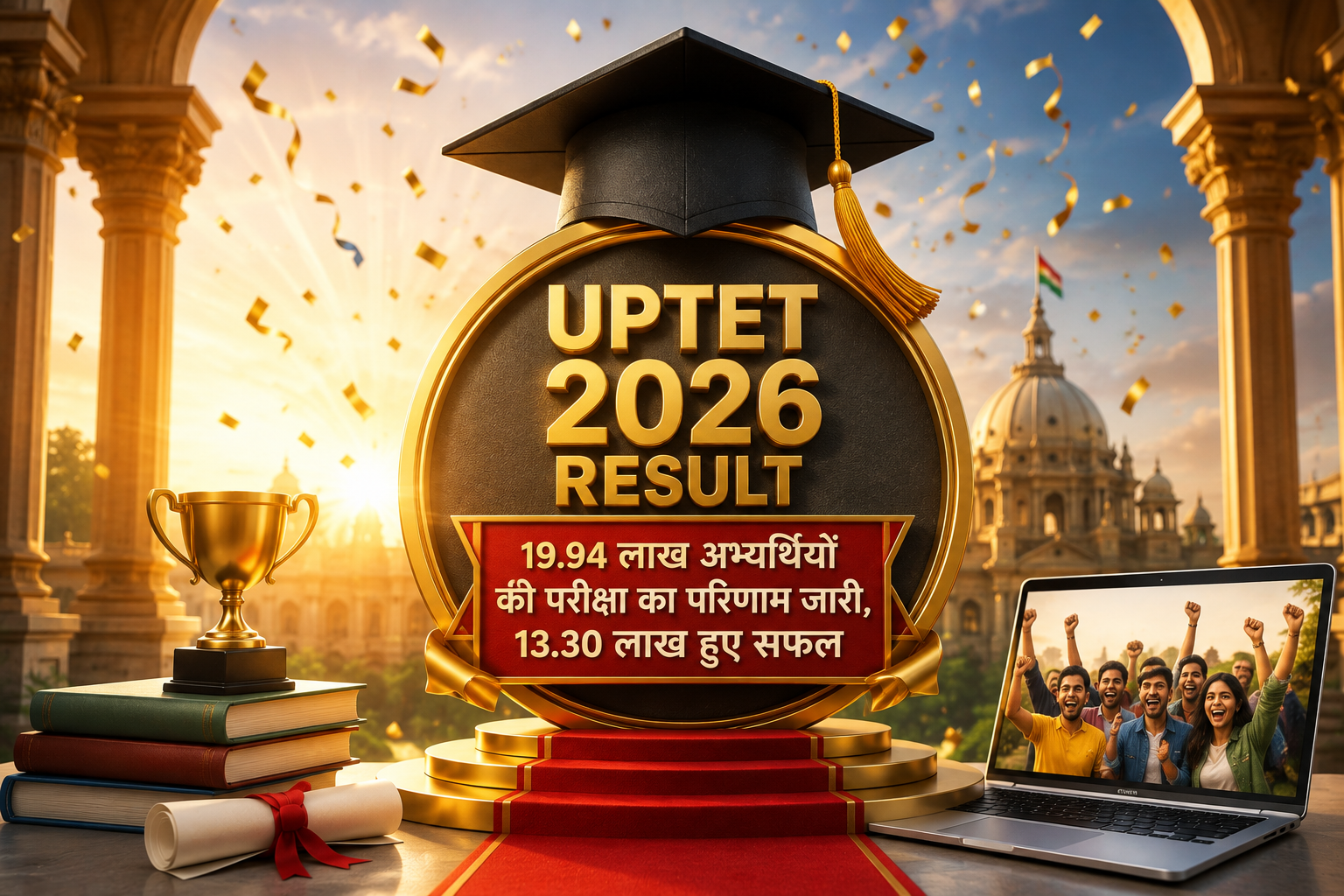 उत्तर प्रदेश शिक्षा सेवा चयन आयोग ने बुधवार को UPTET 2026 का परिणाम घोषित कर दिया। प्राथमिक स्तर की परीक्षा में 7,13,648 अभ्यर्थियों में से 5,71,435 और उच्च प्राथमिक स्तर में 10,57,021 में से 7,59,513 अभ्यर्थी सफल हुए। परीक्षा 2 से 4 जुलाई तक पांच पालियों में 60 जनपदों के 955 केंद्रों पर आयोजित हुई थी। परिणाम आयोग की आधिकारिक वेबसाइट पर देखा जा सकता है।