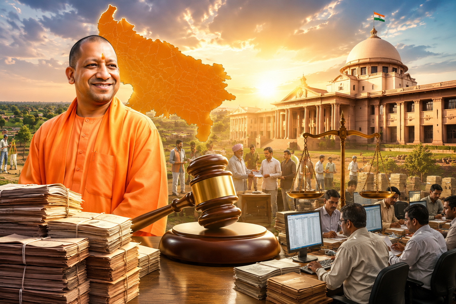 उत्तर प्रदेश में मुख्यमंत्री योगी आदित्यनाथ के नेतृत्व में राजस्व न्यायालयों में लंबित वादों के त्वरित निस्तारण की प्रक्रिया तेज हुई है। धारा-24 के 39,645, धारा-34 के 10.96 लाख से अधिक और धारा-80 के 49,855 मामलों का निस्तारण किया गया। 45 दिन से अधिक पुराने नामांतरण वादों के लिए चले विशेष अभियान में 2,21,667 मामलों का समाधान हुआ। सरकार का फोकस पुराने मामलों के शीघ्र निस्तारण, समयबद्ध न्याय, पारदर्शिता और आमजन को सुगम राजस्व व्यवस्था उपलब्ध कराने पर है।