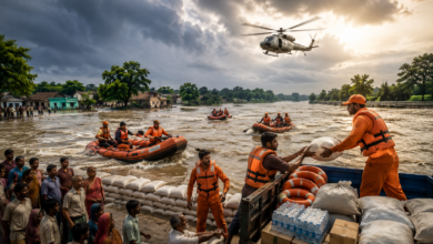 उत्तर प्रदेश में गंगा, यमुना, रामगंगा और सहायक नदियों के बढ़ते जलस्तर से कई जिलों में बाढ़ का खतरा गहराया है। योगी सरकार ने प्रभावित और संवेदनशील क्षेत्रों में राहत-बचाव की तैयारियां तेज कर दी हैं। कानपुर में 176 संवेदनशील गांवों पर निगरानी, वाराणसी में 46 राहत शिविर और 33,300 लाइफ जैकेट की व्यवस्था की गई है। मेरठ, मुरादाबाद, आगरा, मिर्जापुर समेत कई मंडलों में राहत सामग्री, मेडिकल टीम, नाव, गोताखोर और पशु चारे की व्यवस्था सुनिश्चित की गई है।