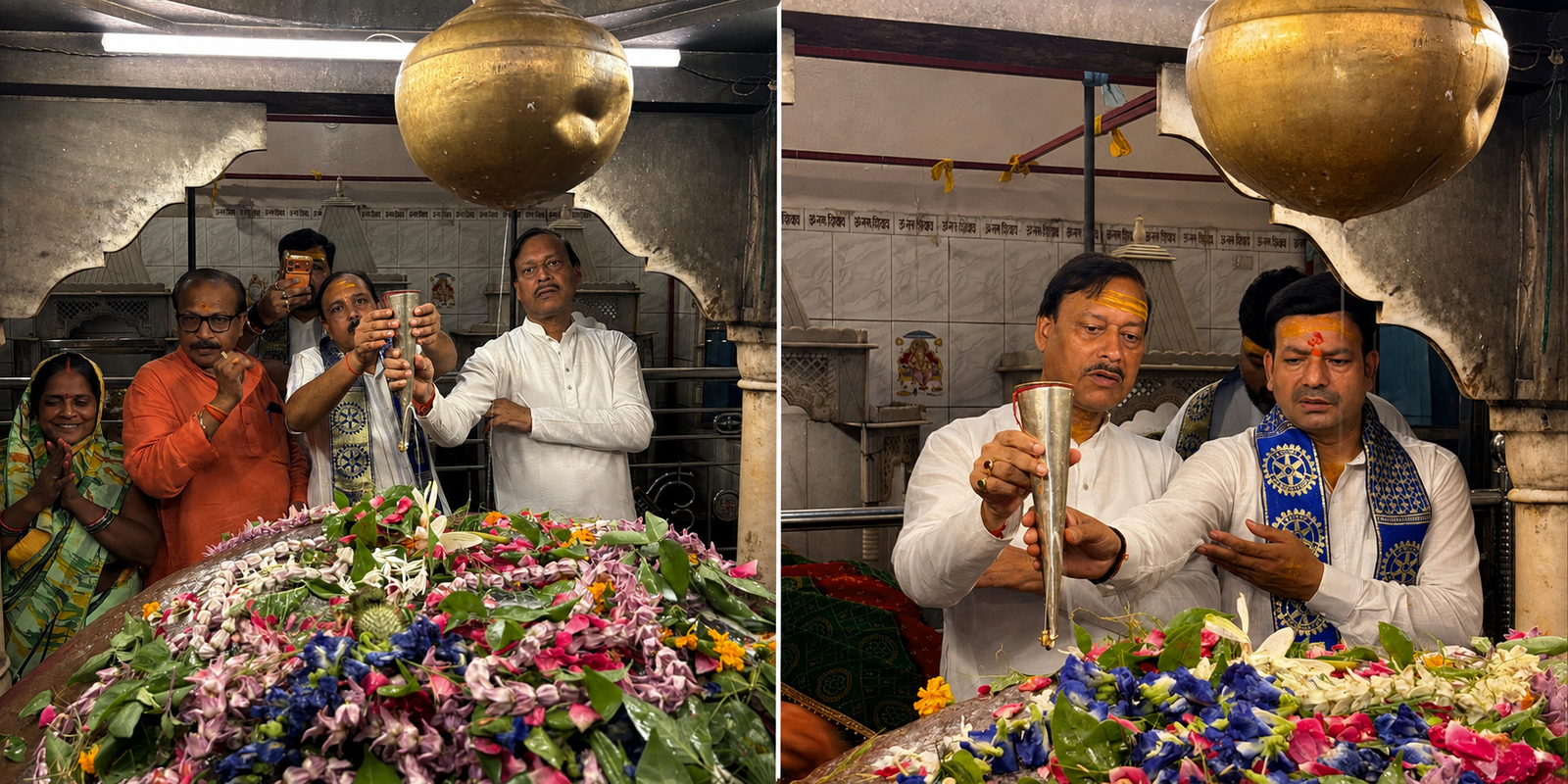 वाराणसी में सावन मास की पावन बेला पर रोटरी क्लब वाराणसी शिवगंगा ने नरहरपुरा स्थित जागेश्वर महादेव मंदिर में रुद्राभिषेक एवं पूजन-अर्चन किया। सदस्यों ने सपत्नीक जल, दुग्ध, गन्ने और अनार के रस से भगवान शिव का अभिषेक कर सुख-शांति, समृद्धि एवं विश्व कल्याण की कामना की। आयोजन में सेवा, सद्भाव, एकजुटता और सकारात्मक सामाजिक परिवर्तन का संकल्प लिया गया।