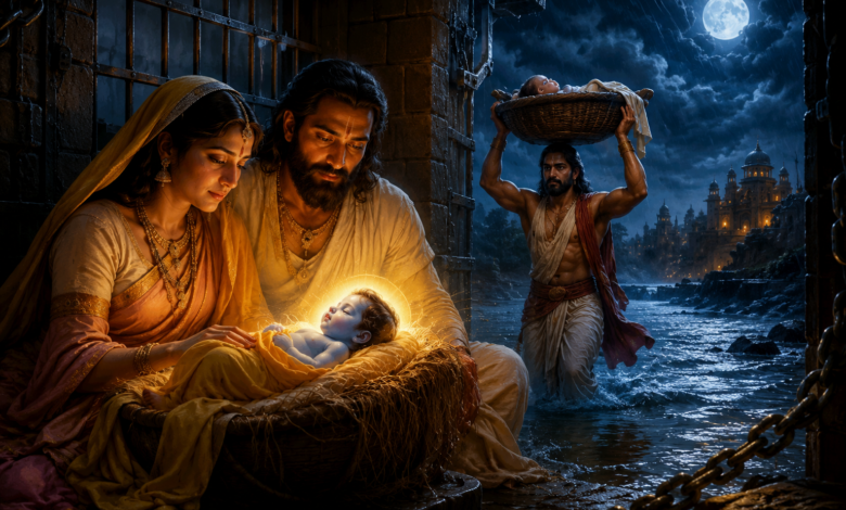 श्रीकृष्ण जन्माष्टमी 2026 पर पढ़ें श्रीकृष्ण जन्म की प्रेरणादायक और भावनात्मक कहानी। मथुरा के कारागार में अंधकार के बीच श्रीकृष्ण के प्राकट्य से लेकर गोकुल, कंस वध और भगवद्गीता के कर्मयोग तक, जानें कृष्ण का अमर संदेश। जन्माष्टमी केवल पूजा और उत्सव नहीं, बल्कि भय पर विश्वास, अन्याय पर धर्म, निराशा पर आशा और जीवन में प्रेम, करुणा व कर्तव्य को अपनाने का संकल्प है।