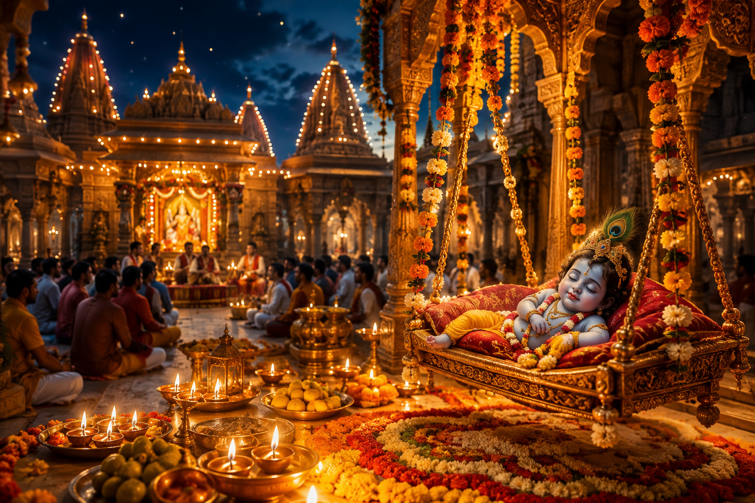 गोरखपुर के गोरखनाथ मंदिर में 4 सितंबर को श्रीकृष्ण जन्माष्टमी पर भव्य समारोह आयोजित होगा। गोरक्षपीठाधीश्वर एवं मुख्यमंत्री योगी आदित्यनाथ समारोह में शामिल होंगे और आधी रात वैदिक मंत्रोच्चार के बीच श्रीकृष्ण के बालरूप को पालने में झुलाएंगे। कार्यक्रम में बच्चों की श्रीकृष्ण बालरूप सज्जा प्रतियोगिता और भजन संध्या भी होगी। कान्हा वर्ग में 1 से 5 वर्ष और गोपाल वर्ग में 6 से 8 वर्ष के बच्चे प्रतिभाग कर सकेंगे।
