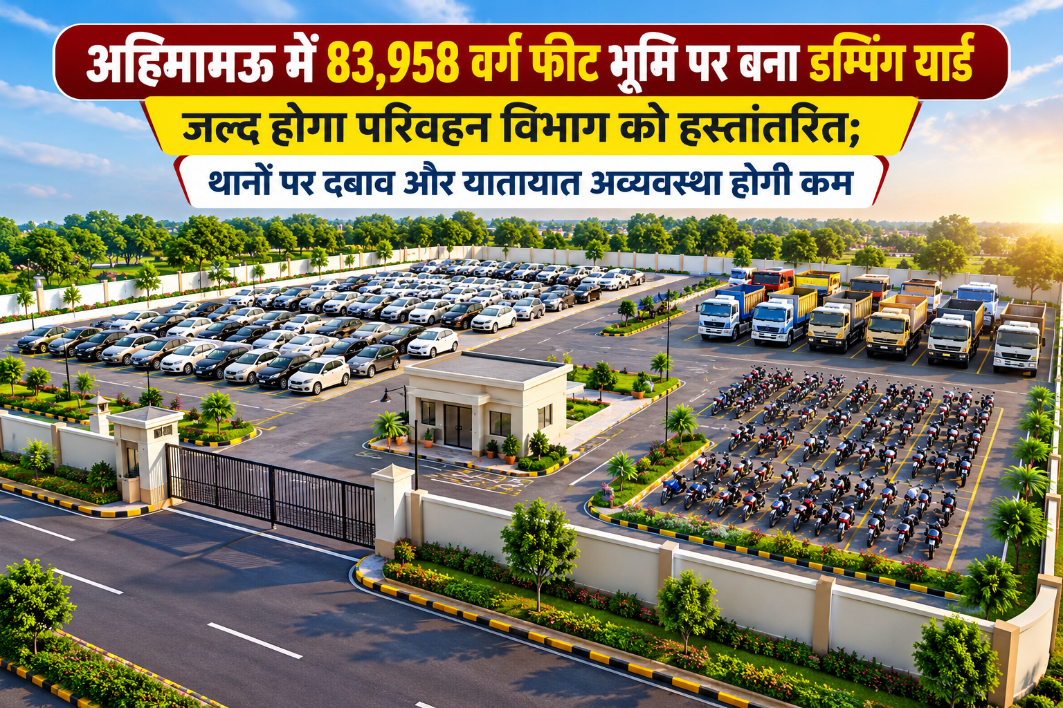 लखनऊ में जब्त और निरुद्ध वाहनों को रखने की वर्षों पुरानी समस्या जल्द खत्म होगी। अहिमामऊ में करीब 2.55 करोड़ रुपये की लागत से डिटेंशन/डम्पिंग यार्ड तैयार हो चुका है। यहां 136 हल्के, 15 भारी और 86 दोपहिया समेत कुल 237 वाहन खड़े किए जा सकेंगे। तकनीकी समिति के निरीक्षण के बाद यार्ड परिवहन विभाग को सौंपा जाएगा। इससे थानों पर दबाव घटेगा और यातायात व्यवस्था बेहतर होने की उम्मीद है।