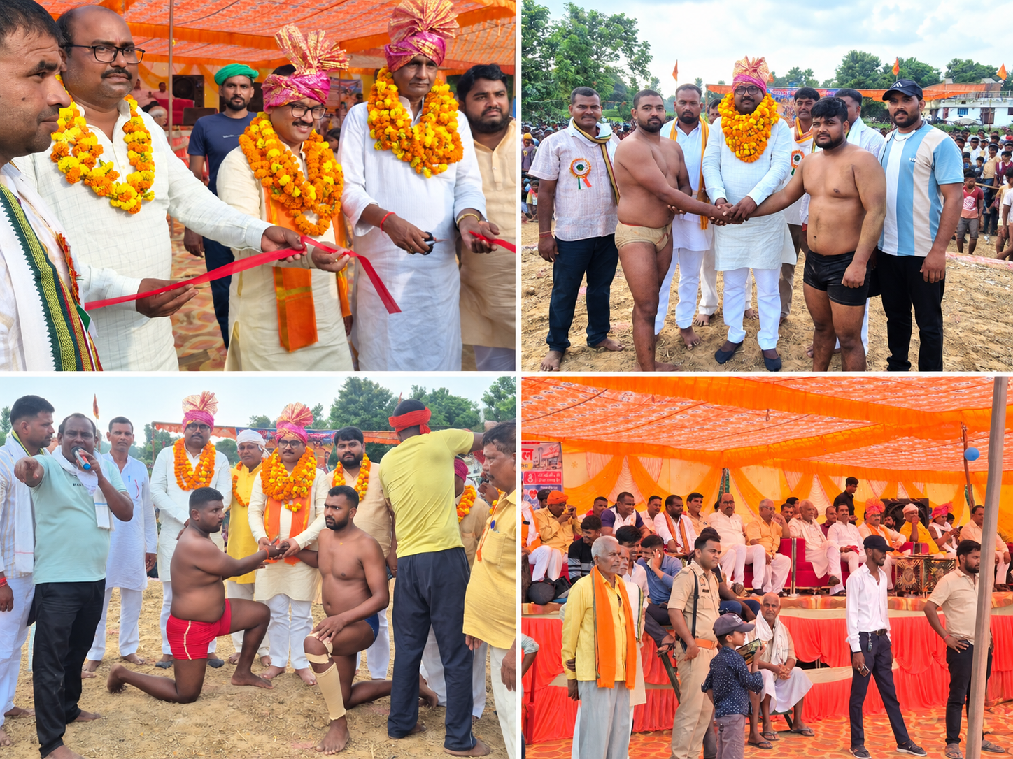 भटनी, देवरिया के लालचक गांव में शनिवार को आयोजित कुश्ती दंगल प्रतियोगिता में पहलवानों ने शानदार दांव-पेच और दमखम का प्रदर्शन किया। रामपुर कारखाना विधायक सुरेंद्र चौरसिया और भाटपाररानी विधायक सभा कुंवर ने फीता काटकर प्रतियोगिता का शुभारंभ किया। अखाड़े में रोमांचक मुकाबलों को देखने के लिए हजारों दर्शक पहुंचे। पहलवानों के हर दांव और पलटवार पर तालियों की गूंज सुनाई दी। आयोजन में जिला पंचायत सदस्य अजीत सिंह, ग्राम प्रधान इंदल यादव सहित क्षेत्र के कई लोग मौजूद रहे।