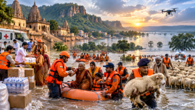 चित्रकूट में मंदाकिनी नदी का जलस्तर घटने के बावजूद जिला प्रशासन राहत और बचाव कार्यों में लगातार जुटा है। अब तक 688 लोगों को सुरक्षित स्थानों पर पहुंचाया गया है, जबकि 36 प्रभावित गांवों के 13,906 लोगों तक सहायता पहुंची है। 28,803 लंच पैकेट और 2,065 राहत किट वितरित किए गए हैं। उधर गाजीपुर में गंगा नदी के टापू पर फंसे 12 चरवाहों और 2 हजार से अधिक भेड़ों को सुरक्षित बचाया गया।