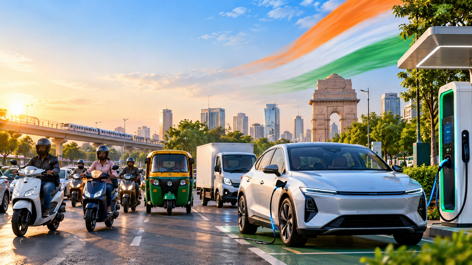 भारत में इलेक्ट्रिक वाहनों की बिक्री ने अगस्त में नया रिकॉर्ड बनाया। फाडा की रिपोर्ट के अनुसार, अगस्त 2026 में ईवी बिक्री 52.9 प्रतिशत बढ़कर 2,98,448 इकाई पहुंच गई। इलेक्ट्रिक यात्री वाहन, दोपहिया, तिपहिया और वाणिज्यिक वाहनों की बिक्री में जोरदार वृद्धि दर्ज हुई। कुल वाहन बिक्री में ईवी की हिस्सेदारी बढ़कर 12.3 प्रतिशत हो गई। दोपहिया में टीवीएस मोटर, यात्री वाहनों में टाटा मोटर्स और वाणिज्यिक वाहनों में टाटा मोटर्स प्रमुख रहे। बढ़ता ग्राहक भरोसा और चार्जिंग नेटवर्क ईवी बाजार को गति दे रहा है।