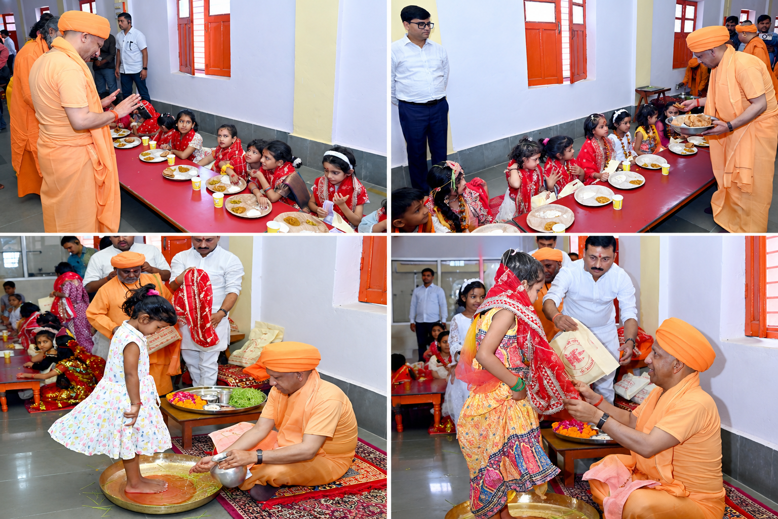 गोरखपुर के गोरखनाथ मंदिर में शारदीय नवरात्र की महानवमी पर मुख्यमंत्री एवं गोरक्षपीठाधीश्वर योगी आदित्यनाथ ने विधि-विधान से कन्या पूजन किया। नौ दुर्गा स्वरूपा बालिकाओं के पांव पखारकर तिलक लगाया, चुनरी ओढ़ाई और आरती उतारी। मुख्यमंत्री ने कन्याओं व बटुकों को अपने हाथों से भोजन प्रसाद परोसा तथा उपहार और दक्षिणा देकर उनका आशीर्वाद लिया।
