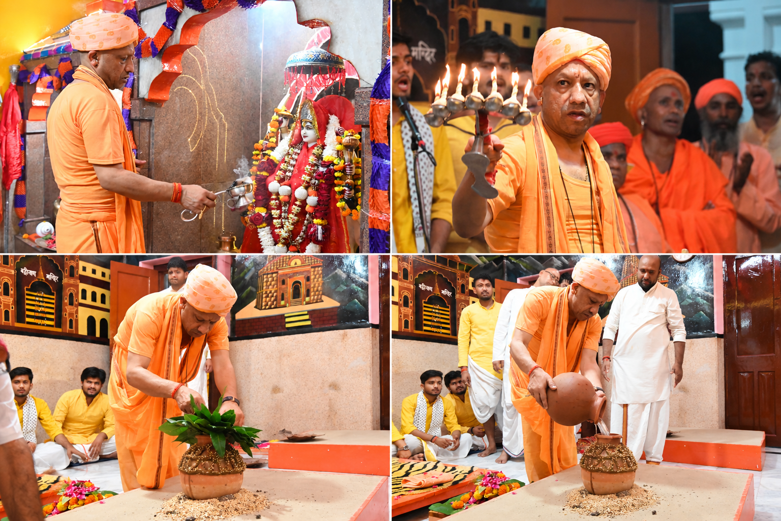 गोरखपुर के गोरखनाथ मंदिर स्थित गोरक्षपीठ में शारदीय नवरात्र का शुभारंभ हुआ। मुख्यमंत्री योगी आदित्यनाथ ने मां शैलपुत्री की पूजा-अर्चना कर कलश स्थापना की। पारंपरिक कलश शोभायात्रा के बाद शक्तिपीठ में देवीभागवत और दुर्गासप्तशती पाठ शुरू हुआ।