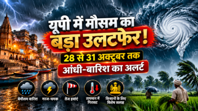 चक्रवात ‘अर्णब’ के संभावित प्रभाव से उत्तर प्रदेश में 28 से 31 अक्टूबर तक बेमौसम बारिश, गरज-चमक और तेज हवाएं चलने की आशंका है। वाराणसी, चंदौली, मिर्जापुर, सोनभद्र समेत कई जिलों में मौसम विभाग ने अलर्ट जारी किया है। योगी सरकार ने लोगों और किसानों से सतर्क रहने, फसलों की सुरक्षा करने और आधिकारिक मौसम बुलेटिन पर नजर रखने की अपील की है।