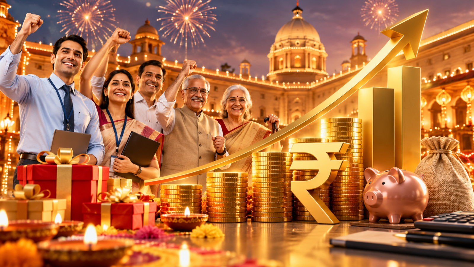 दिवाली से पहले केंद्र सरकार ने केंद्रीय कर्मचारियों और पेंशनभोगियों को बड़ी राहत देते हुए महंगाई भत्ता (DA) और महंगाई राहत (DR) में 3 प्रतिशत बढ़ोतरी को मंजूरी दी है। प्रधानमंत्री नरेंद्र मोदी की अध्यक्षता में केंद्रीय मंत्रिमंडल की बैठक में यह फैसला लिया गया। नई दरें 1 जुलाई 2026 से प्रभावी होंगी। इस फैसले के बाद महंगाई भत्ता 60 प्रतिशत से बढ़कर 63 प्रतिशत हो जाएगा। जानिए कर्मचारियों की सैलरी, पेंशन, बकाया राशि और सरकारी खर्च पर इसका क्या असर पड़ेगा।