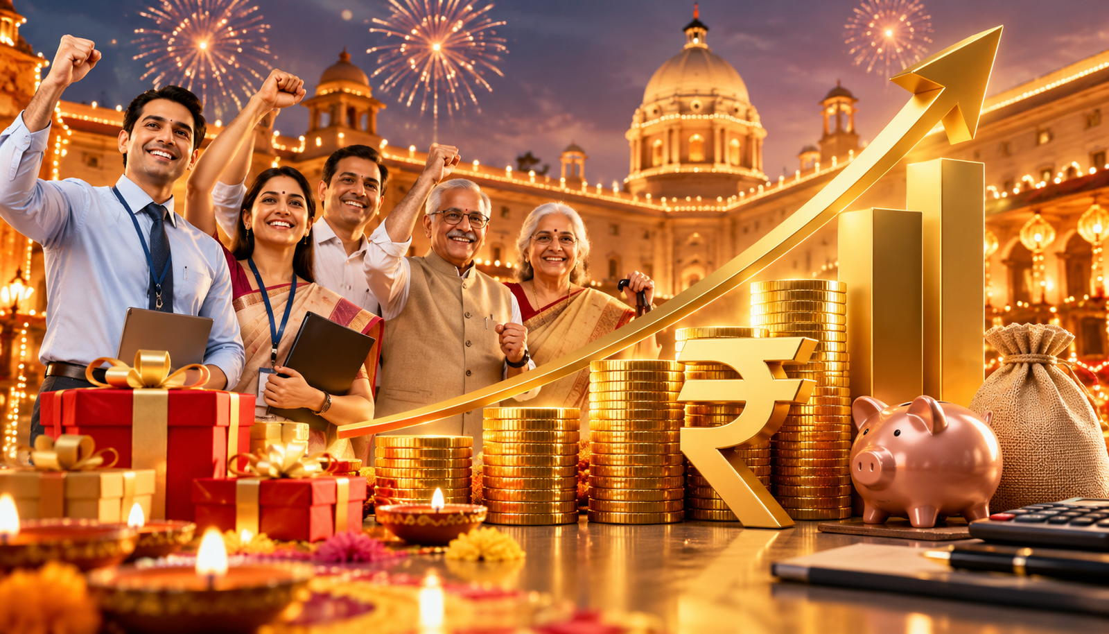 दिवाली से पहले केंद्र सरकार ने केंद्रीय कर्मचारियों और पेंशनभोगियों को बड़ी राहत देते हुए महंगाई भत्ता (DA) और महंगाई राहत (DR) में 3 प्रतिशत बढ़ोतरी को मंजूरी दी है। प्रधानमंत्री नरेंद्र मोदी की अध्यक्षता में केंद्रीय मंत्रिमंडल की बैठक में यह फैसला लिया गया। नई दरें 1 जुलाई 2026 से प्रभावी होंगी। इस फैसले के बाद महंगाई भत्ता 60 प्रतिशत से बढ़कर 63 प्रतिशत हो जाएगा। जानिए कर्मचारियों की सैलरी, पेंशन, बकाया राशि और सरकारी खर्च पर इसका क्या असर पड़ेगा।