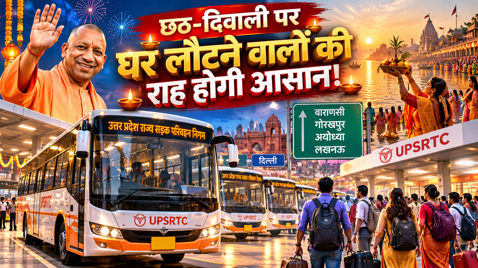 दीपावली और छठ पर्व पर यात्रियों की सुविधा के लिए योगी सरकार ने उत्तर प्रदेश में विशेष बस संचालन की तैयारी की है। यूपीएसआरटीसी 6 से 17 नवंबर तक अतिरिक्त बसें चलाएगा। दिल्ली, गाजियाबाद और अन्य महानगरों से वाराणसी, गोरखपुर, अयोध्या और पूर्वांचल के लिए बसों की संख्या बढ़ाई जाएगी। चालक-परिचालकों को निर्धारित मानक पूरा करने पर 400 रुपये प्रतिदिन प्रोत्साहन राशि मिलेगी। इलेक्ट्रिक बसों और कार्यशाला कर्मचारियों के लिए भी विशेष प्रोत्साहन तय किया गया है।