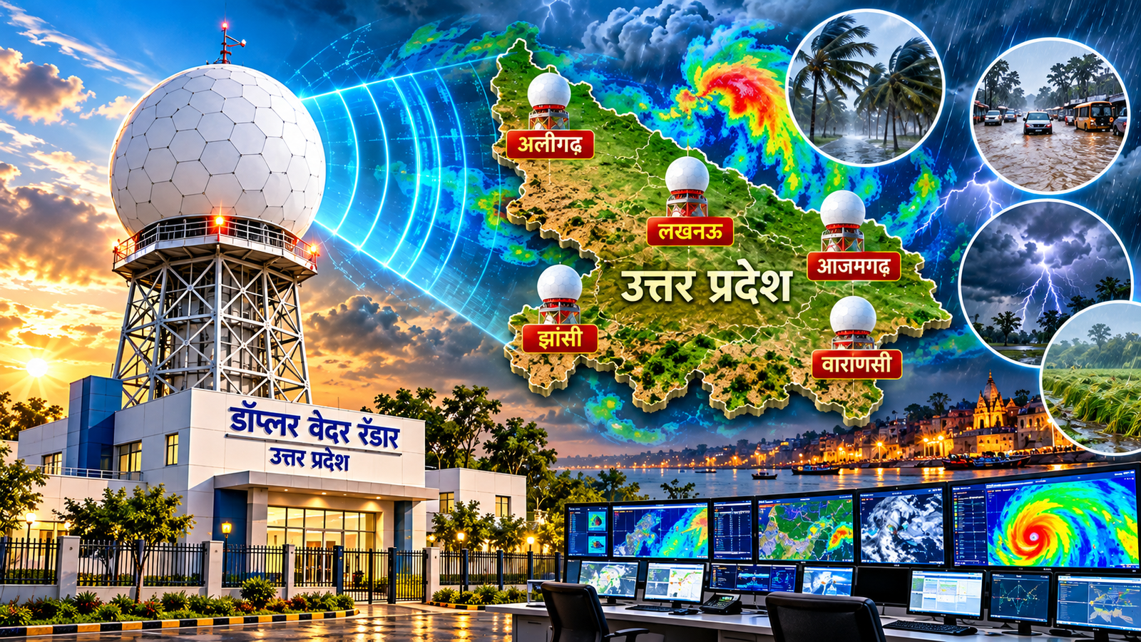 उत्तर प्रदेश में मौसम संबंधी आपदाओं से होने वाले नुकसान को कम करने के लिए पांच शहरों में डॉप्लर वेदर रडार स्थापित किए जा रहे हैं। आजमगढ़ और वाराणसी में रडार लग चुके हैं, जबकि लखनऊ, झांसी और अलीगढ़ में प्रक्रिया जारी है। इस परियोजना पर 22.45 करोड़ रुपये खर्च होंगे। इससे मौसम की निगरानी, पूर्वानुमान और आपदा प्रबंधन को मजबूती मिलेगी।