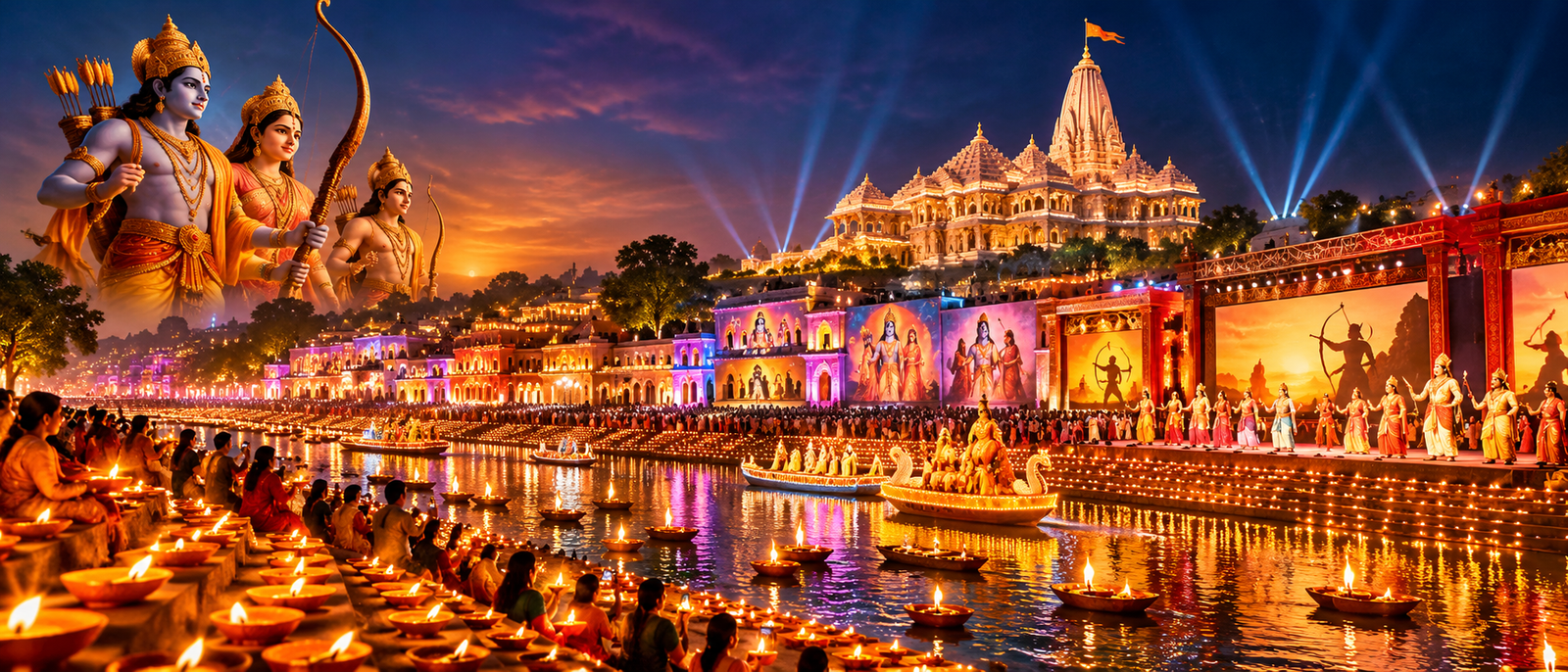 अयोध्या में योगी सरकार का दसवां दीपोत्सव 2026 भव्यता और सांस्कृतिक विविधता का प्रतीक बनेगा। मुख्यमंत्री योगी आदित्यनाथ ने श्रीराम नगरी के विकास और सांस्कृतिक पुनर्जागरण को रेखांकित किया। 6 और 7 नवंबर को 10 से 15 मंचों पर देश-विदेश की रामलीलाओं का आयोजन होगा। केरल, असम, जम्मू-कश्मीर, उत्तराखंड, बंगाल और फिलीपींस की टीमें रामकथा प्रस्तुत करेंगी। दीपोत्सव में दीप प्रज्ज्वलन, रामायण की परंपराओं और अयोध्या के आधुनिक विकास की झलक देखने को मिलेगी।